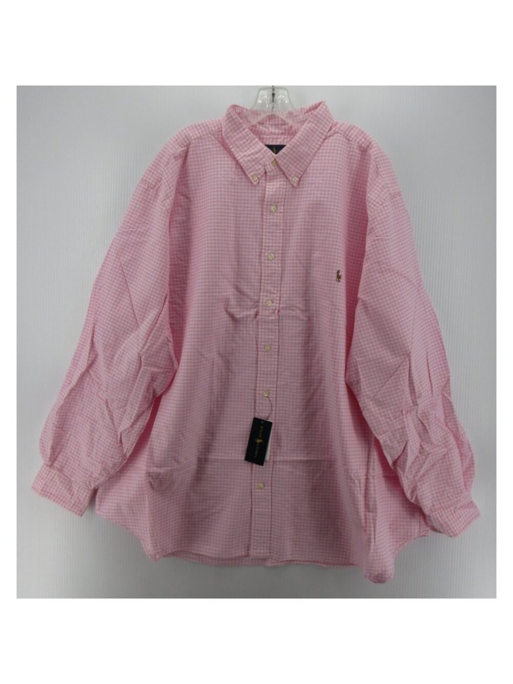 Ralph Lauren Shirt 3XB Big Button Down Gingham Plaid Flesh Pony Preppy